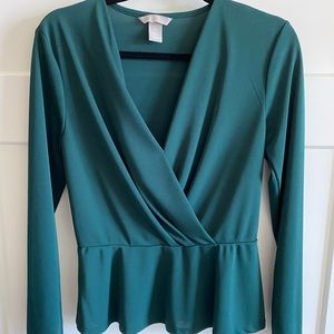 Surplice peplum top